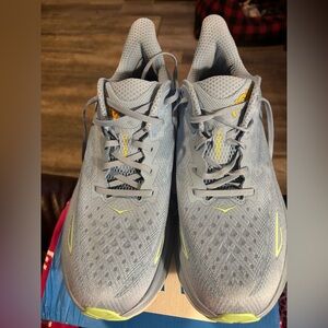 Hoka One One Men's Blue and Lime Athletic Shoes. M Clifton 9 Wide